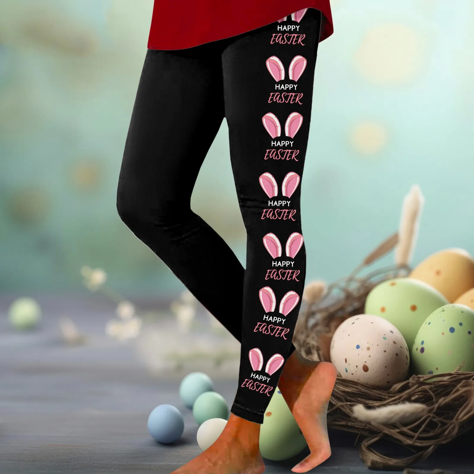 

Leggings For Women Comfortable Workout Out Leggings Easter Print Color Block Pants Soft Stretchy Leggings Comfy Leggings Women