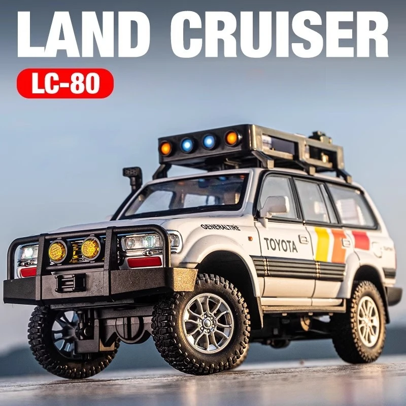 

1:24 Land Cruiser LC80 SUV, высокая имитация литья под давлением, модель автомобиля из металлического сплава, звуковой свет, коллекция детских игрушек, подарки
