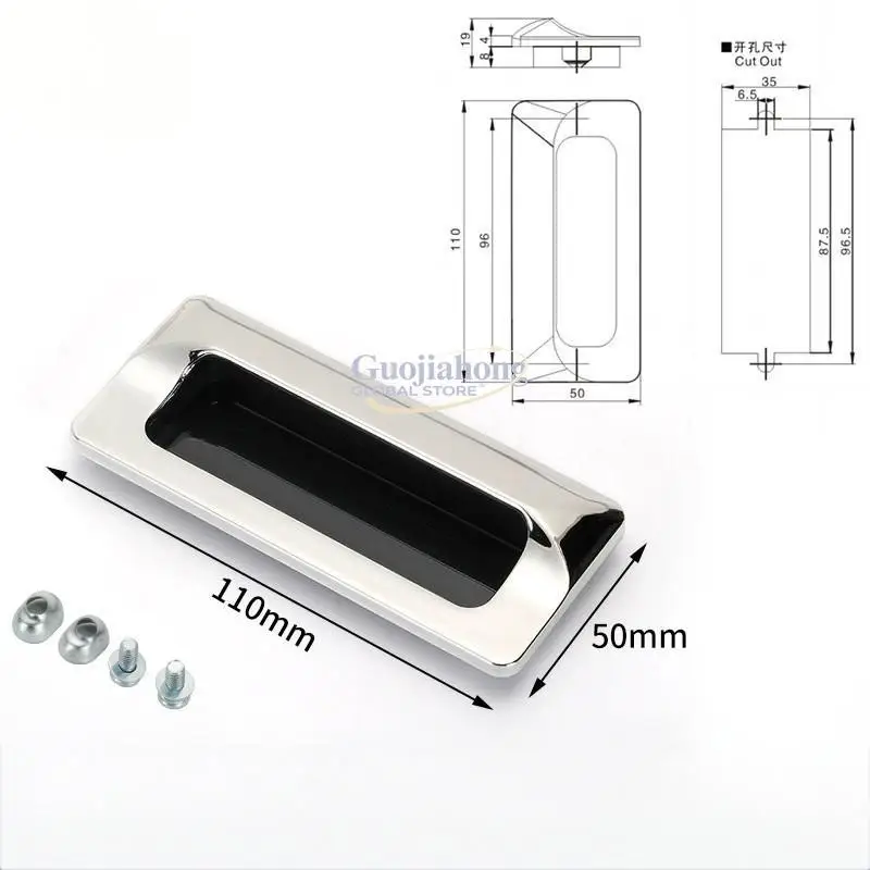Modern Zinc Alloy Concealed Handle for Cabinet Doors & Distribution Boxes - LS122 Embedded Invisible Sheet Metal Handle
