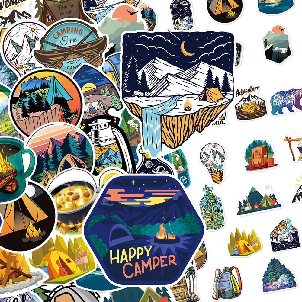 

10/30/50pcs Outdoor Forest Camping Scenery Stickers Hiking Wild Adventure Cartoon Decals Luggage Phone Laptop Funny Sticker Toys