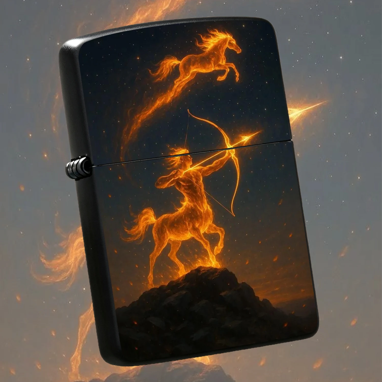 Fantasy Centaur Leaping Horse Print Lighter, Mystical Starry Sky Themed Art Decor Ignition Device, Portable Practical Tool For Camping Daily Use, Unique Stylish Collectible Gift For Friends Family For Any Scene A Humorous And Interesting Li