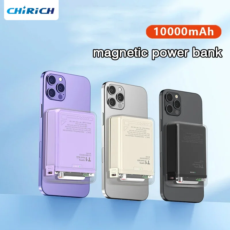 

10000mAh Magnetic Wireless Power Bank Portable USB C Macsafe Auxiliary External Spare Battery For iphone15 14 13 12 Samsung