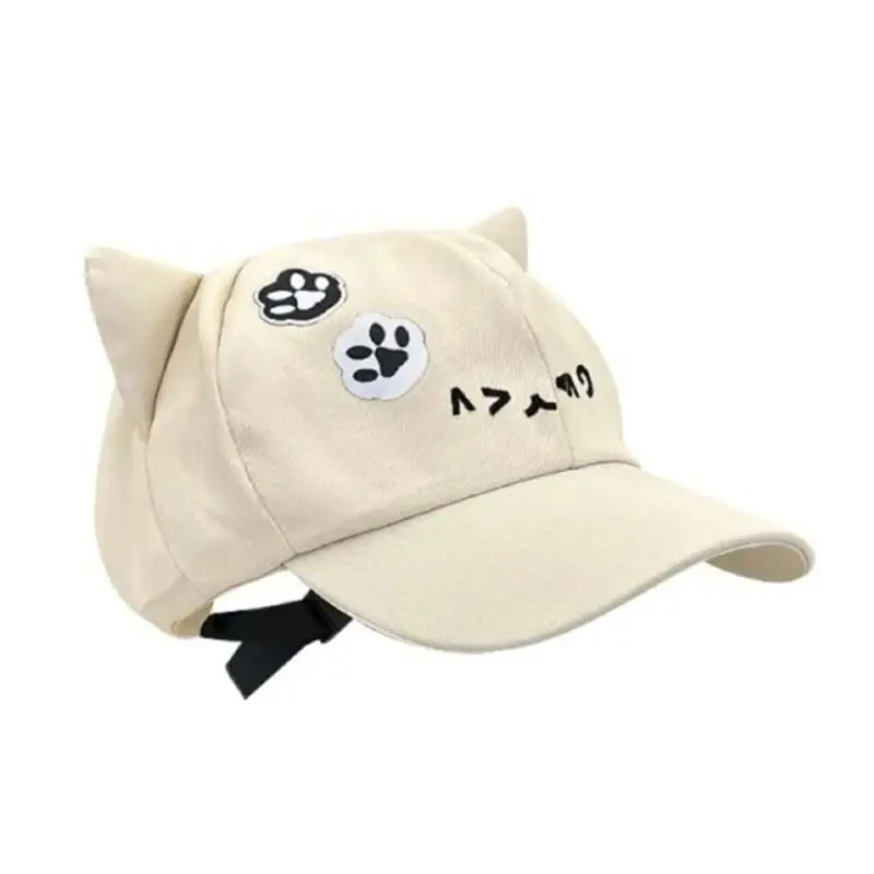 39BD 3D Cats Ear Baseball Hat With Adjustable Strap Anime Theme Sunproof Hat For Women Girl Breathable Cotton Headwear
