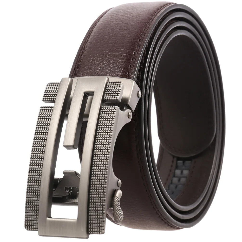Luxury Solid Color Leather Belt for Men Casual Smooth Buckle Designer Waistband New Wholesale LY136-23039-1