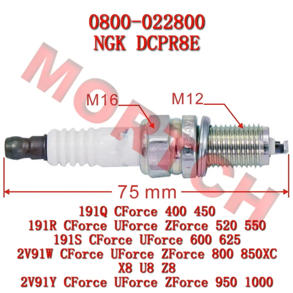 

Spark Plug DCPR8E 0800-022800 For CF Moto 450cc Cforce Uforce Zforce 1000 ATV CF800 SSV UTV CF400 500 600 800 1000