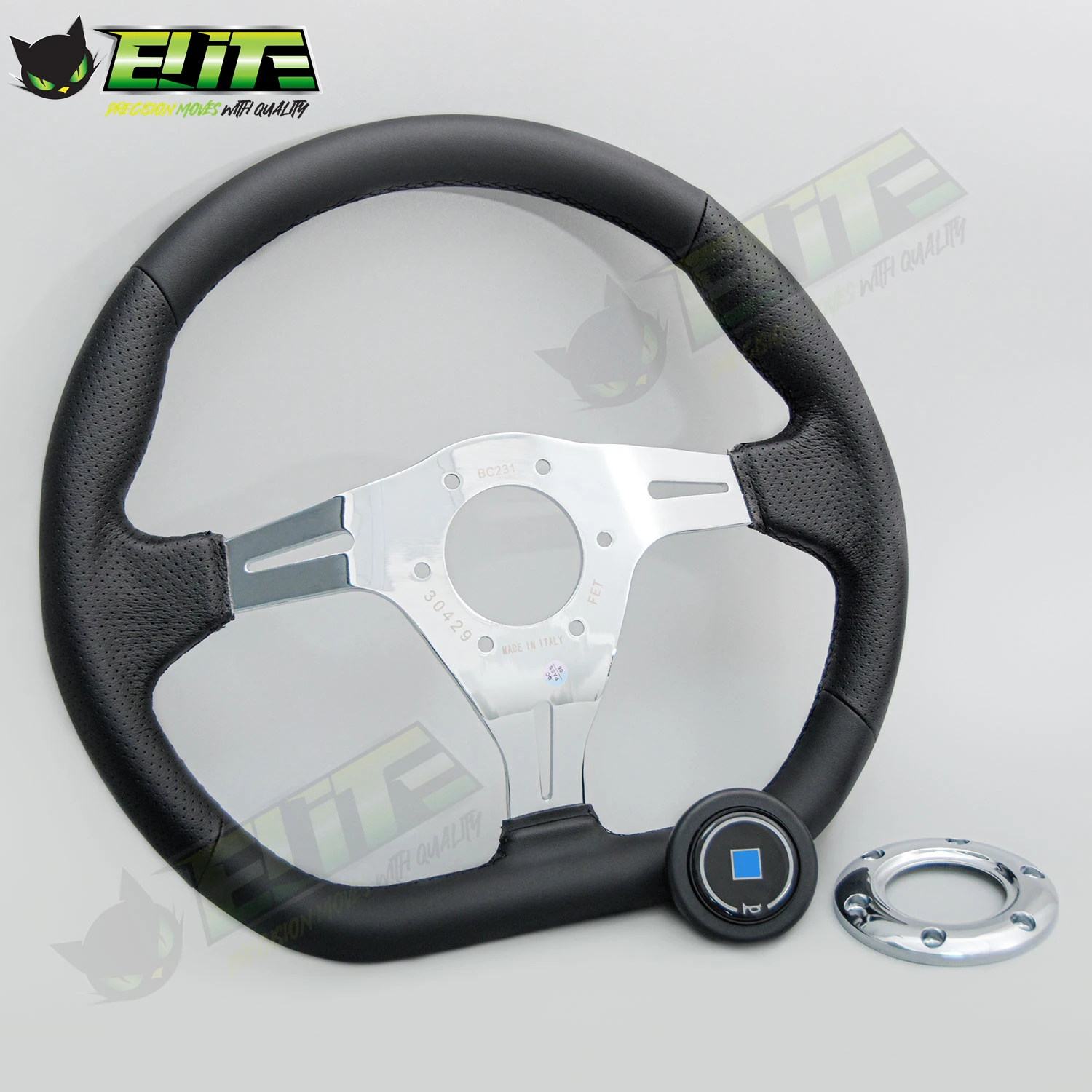 JDM 14inch D Shape Steering Wheel Chrome Spoke Universal Racing Sports Steering Wheel