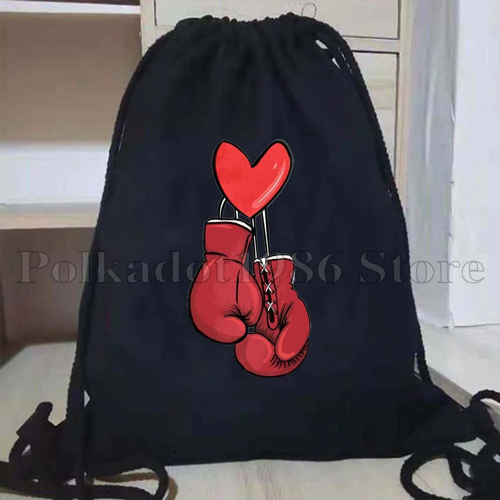 Cute Red Boxing Gloves Rocky Balboa Strong Boxing Fighter Gloves Muay Thai Fan Gifts Drawstring Bag Soccer Backpack Gym Sackpack