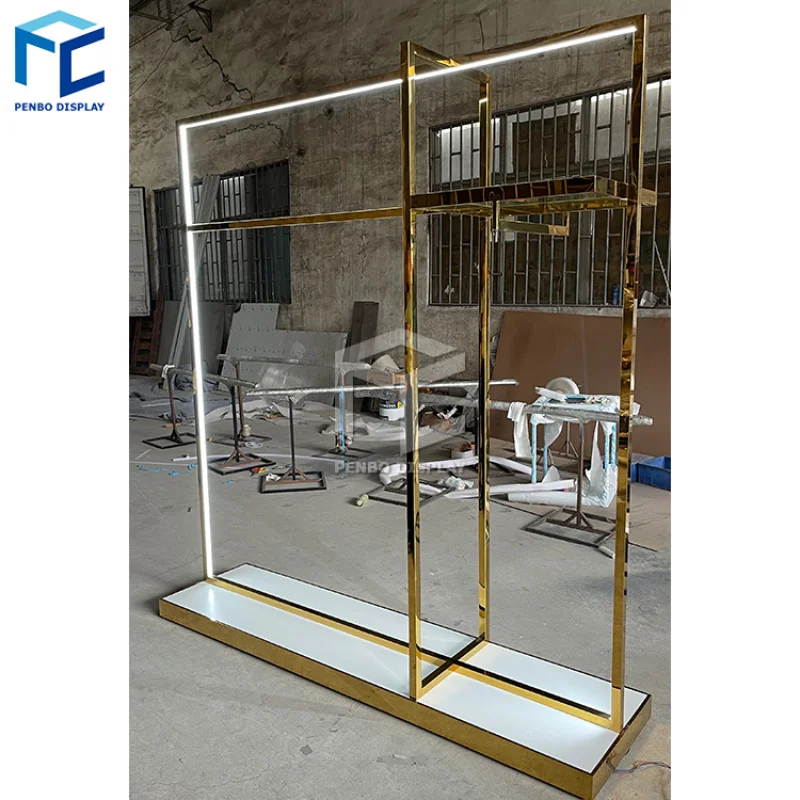 

2025customized.Guangdong factory high end stainless steel women dress clothing display stand clothing rack boutique