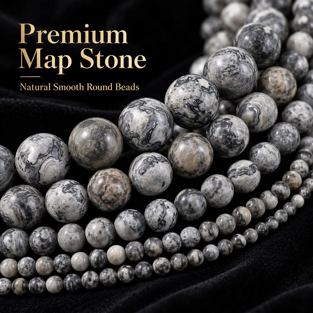 4-12mm 16pcs Stone Half Strand Map Stone Spacer Loose Beads For Jewelry Bracelets Necklace Making DIY Accessories