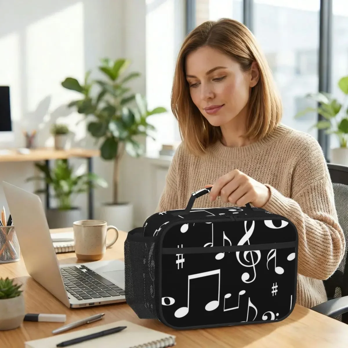 Music Notes Insulated Lunch Bag for Women Office Cooler Thermal Food Box Tote Leakproof Lunch Boxes Container