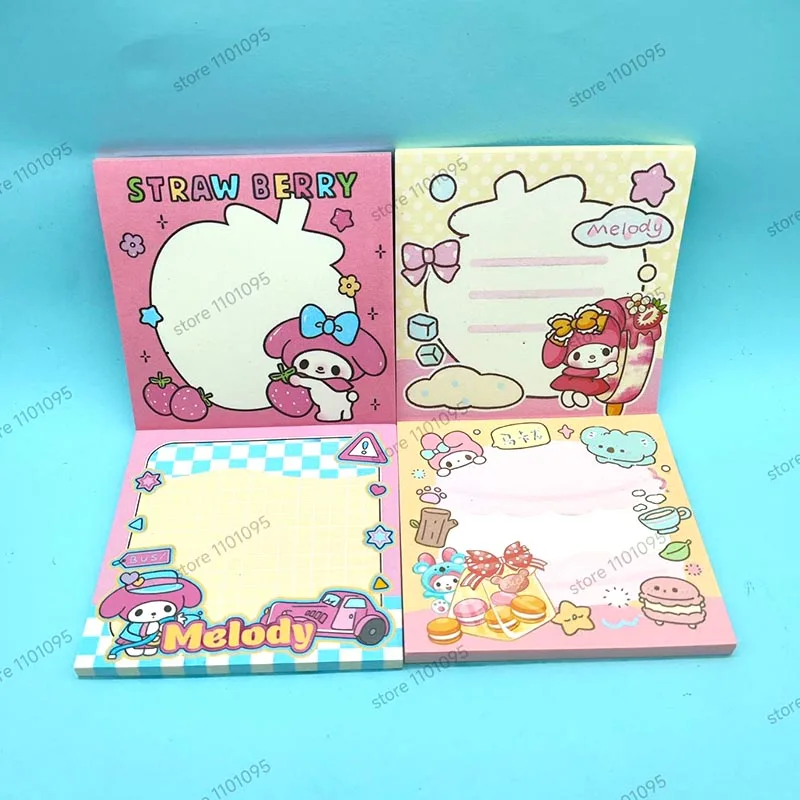 4pcs/lot Cute Sanrio Melody Memo Pads Sticky Notes Kawaii Stationery Notepad Post Office School Supplies Kids Gift