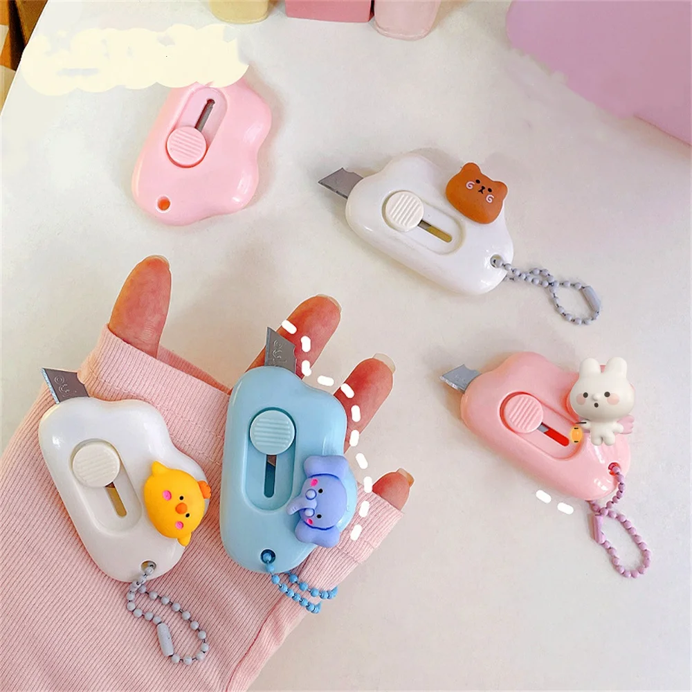 Cute Mini Retractable Utility Knife Cartoon Cat Paw Cloud Shape Cutter Art Knife Express Paper Envelope Opener Blade Stationery