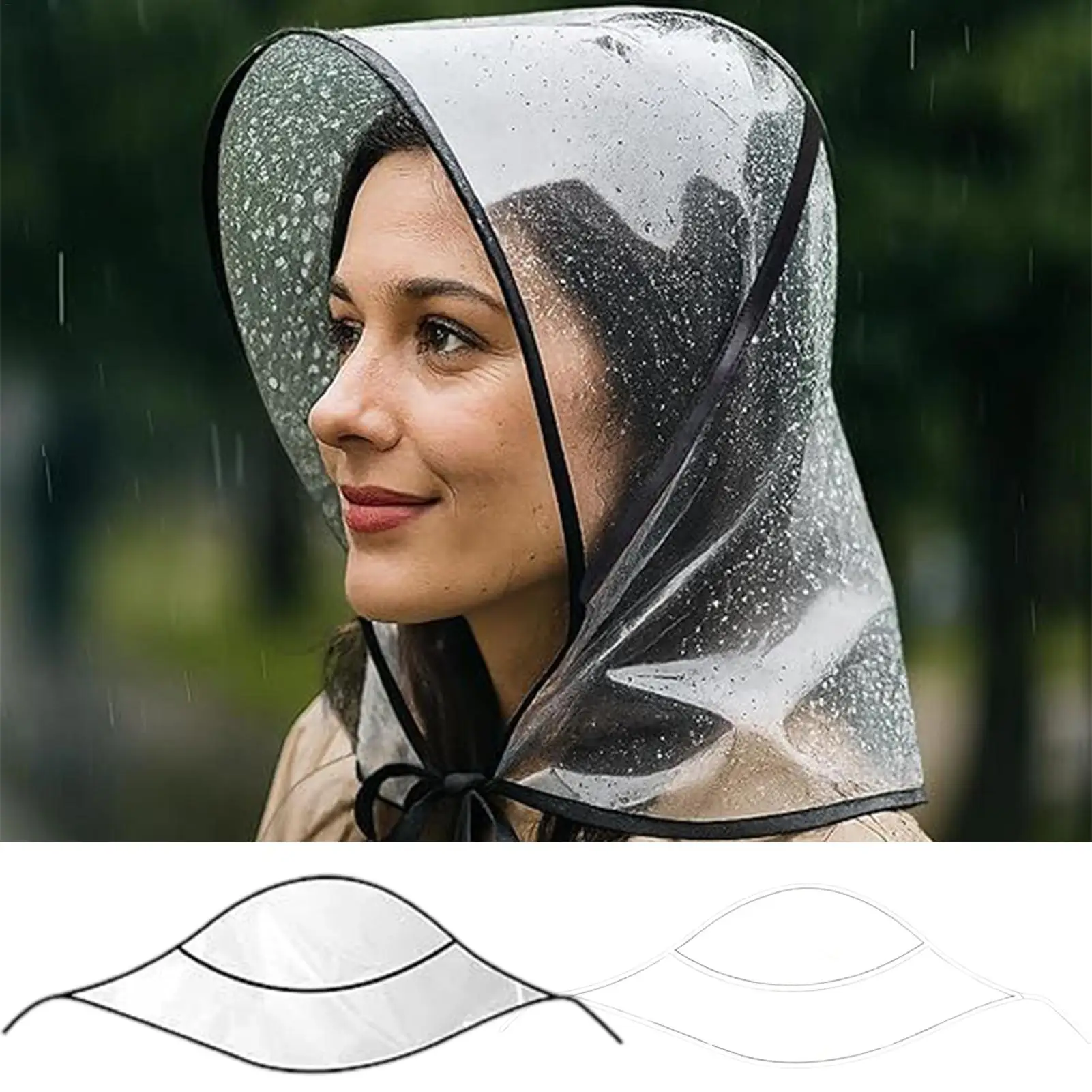Clear Reusable Waterproof Rain Hat with Wide Brim for Women Lady Outdoor Travel Hiking Gardening Shopping Beach Wind Protection