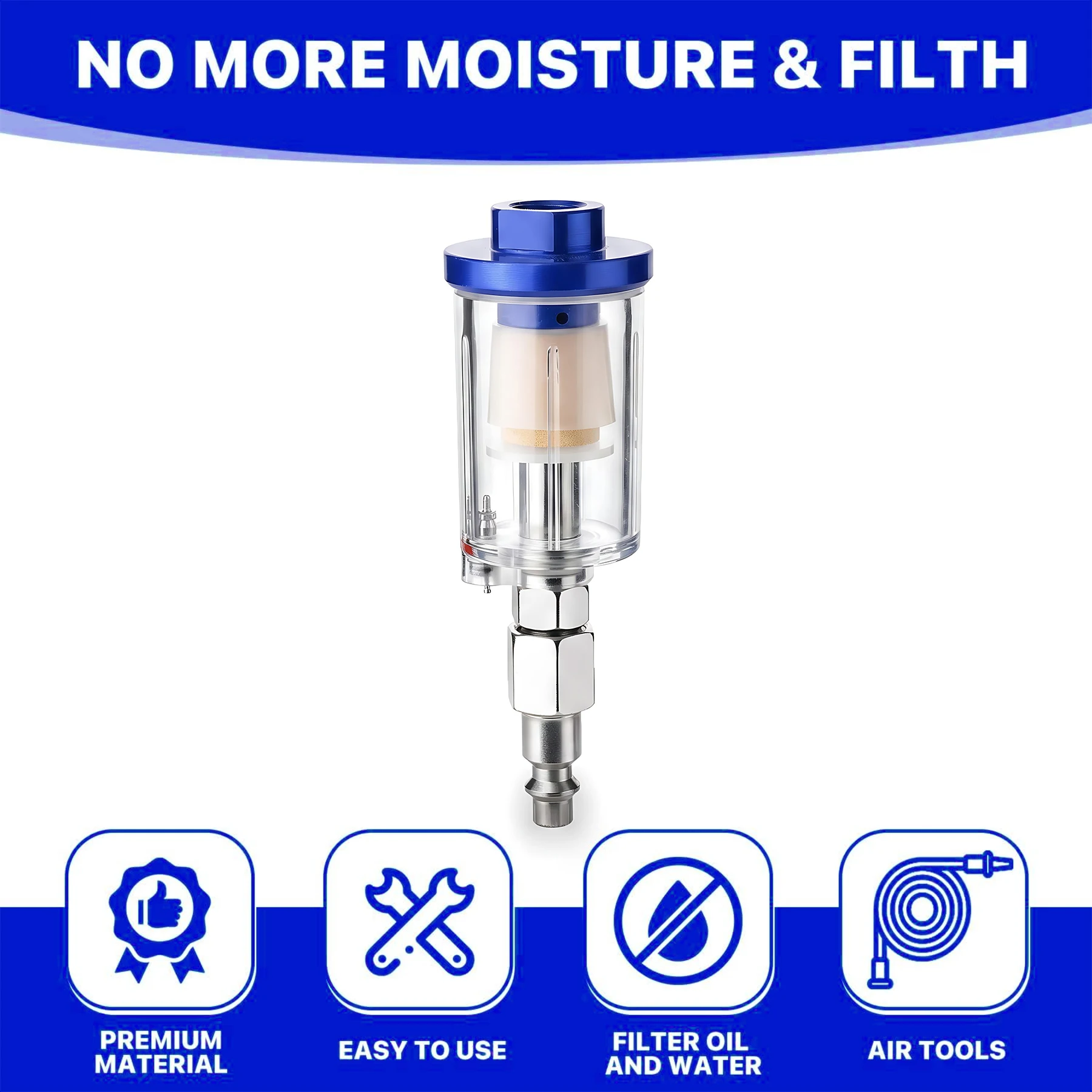 WESTTUNE Air Filter Water Oil Separator 1/4 Inch NPT Airbrush Filter Moisture Separator for Air Line Guns Compressor Fitting