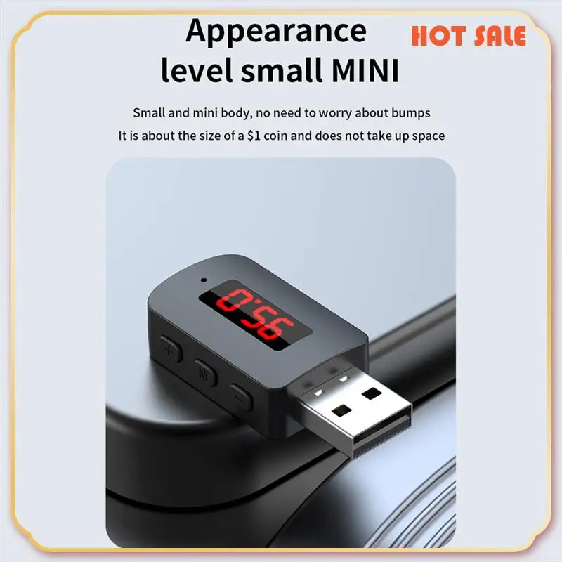 ABFA Car Bluetooth 5.4 Aadapter FM USB Transmitter Receiver Handsfree Call Auto LED Display Audio Music Wireless Receiver