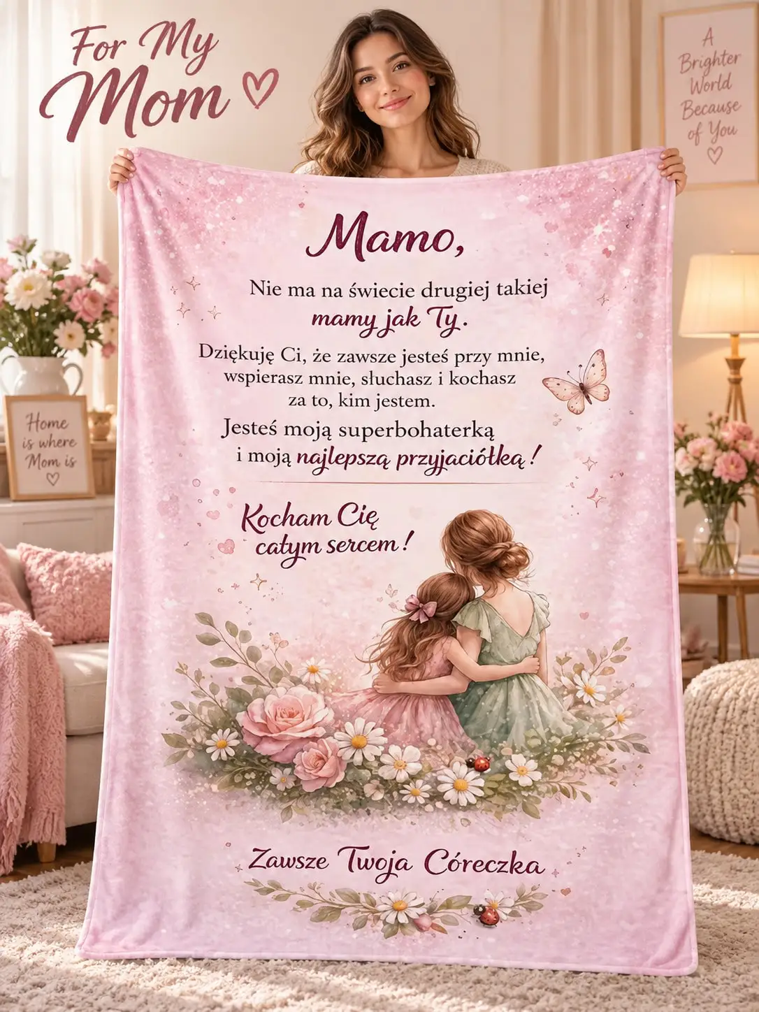 Mom Appreciation Flannel Blankets & Throws for Mom Gift Mother Appreciation Blanket for Mom Grandma Mother Family Loved One Birthday Anniversary Christmas Thanksgiving Gift Home Decor Living Room Bedroom Sofa Couch Bed Cover Cozy Warm Keepsake Sentim