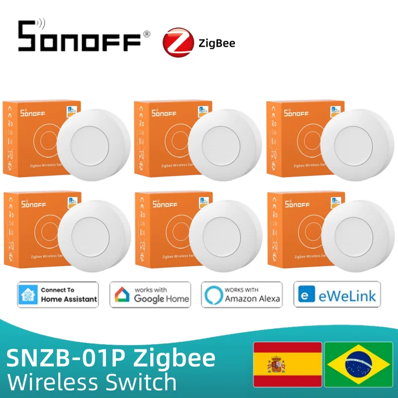

SONOFF SNZB-01P Беспроводной переключатель Zigbee с индивидуальной кнопкой, умная сцена, работа с Sonoff Zigbee Hub, поддержка Alexa Google Alice
