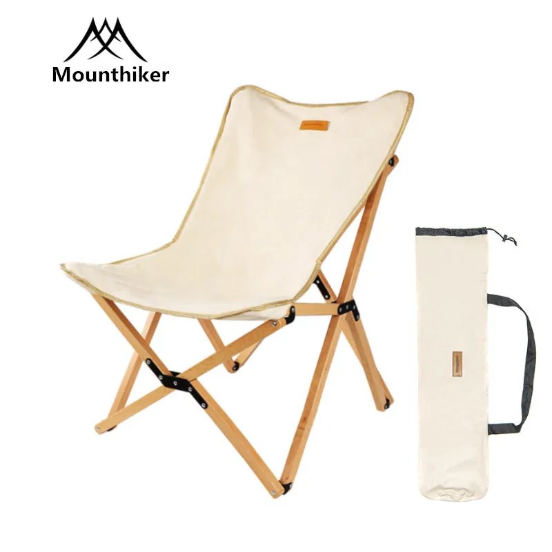 Mounthiker Outdoor Folding Wooden Chair Portable Ultralight Relaxation Chair Camping Fishing Picnic Beach Chair Seat M L Size