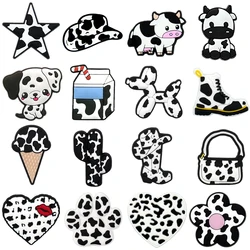 1/16PCS Black and White Spots Shoe Charms Balloon Dog Cow Flower Fashion Women Men Shoe Accessories Clog Sneaker Shoe Decoration