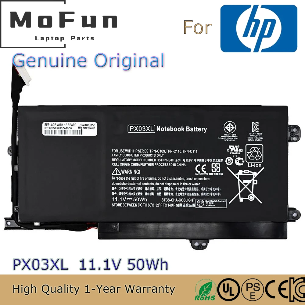 Brand New Original PX03XL 11.1V 50Wh Laptop Battery for HP Envy 14 Touchsmart M6 M6-k Sleekbook 715050-001