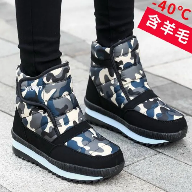 النساء عدم الانزلاق الشتاء الثلوج الأحذية في الهواء الطلق أحذية منصة للنساء الدافئة حذاء من الجلد القطن مبطن أحذية بوتاس دي Mujer حجم كبير #4