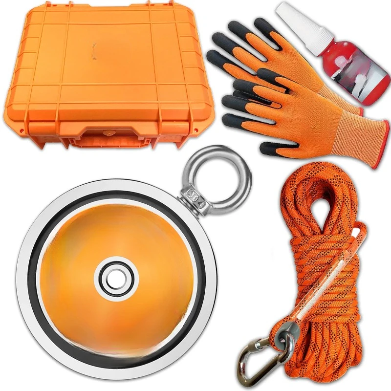 

Набор фунтов роскошный двухсторонний суперпрочный рыболовный магнит | Включает в себя искусственную веревку, перчатки, крючок, клей и прочную оранжевую резину