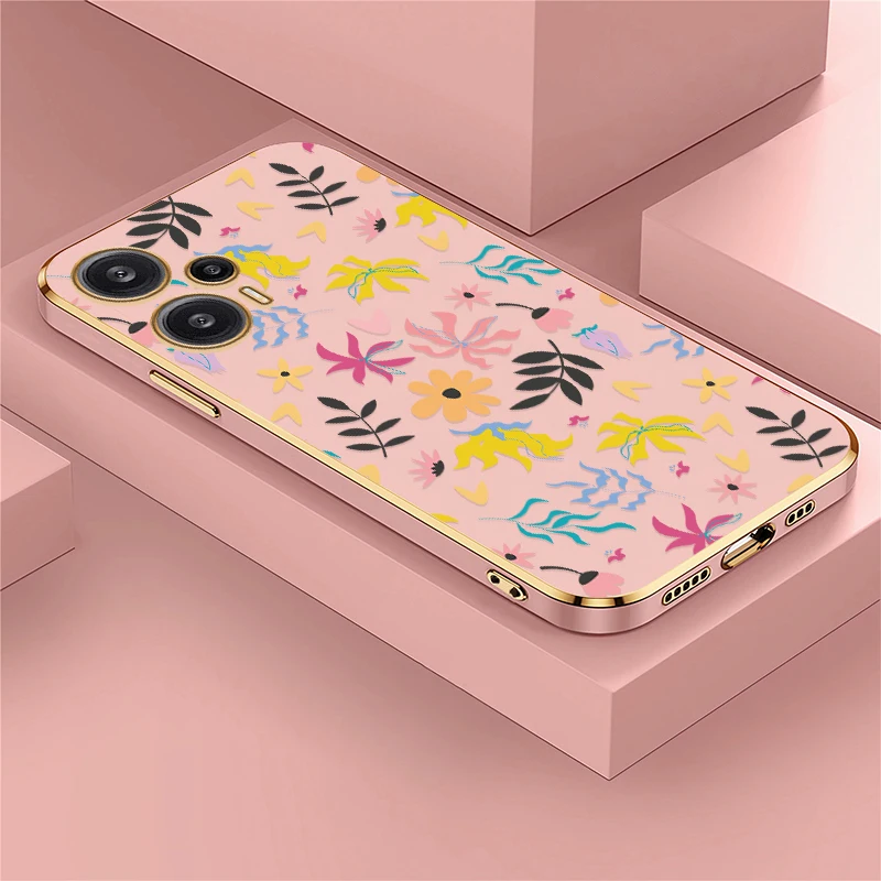 

Чехол для телефона Xiaomi Poco F8 Ultra, силиконовый противоударный чехол для Poco F6 Pro F5 F3 C40 C31, чехол с принтом цветов и листьев, задняя крышка