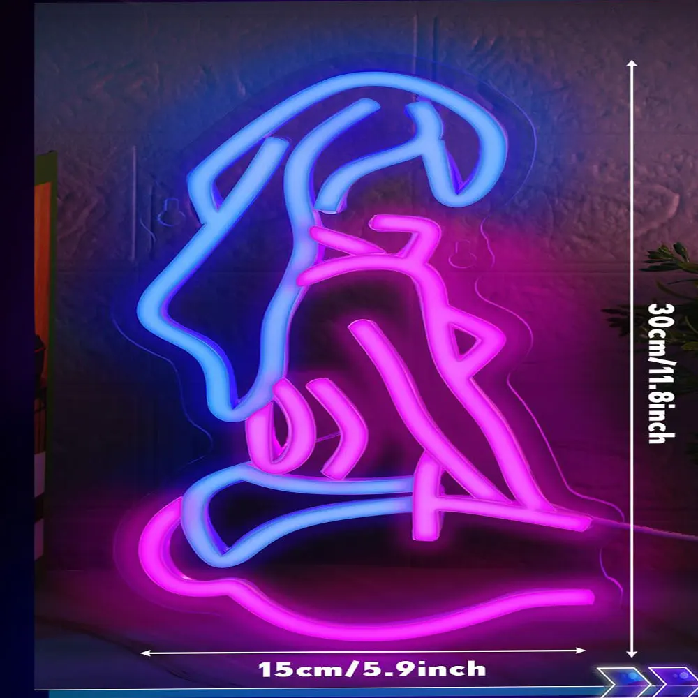 USB Powered Lady Body Neon Sign para Mulheres, Luz Azul e Rosa, Decoração do Quarto, Bar, Clube, Loja, Sala de Estar