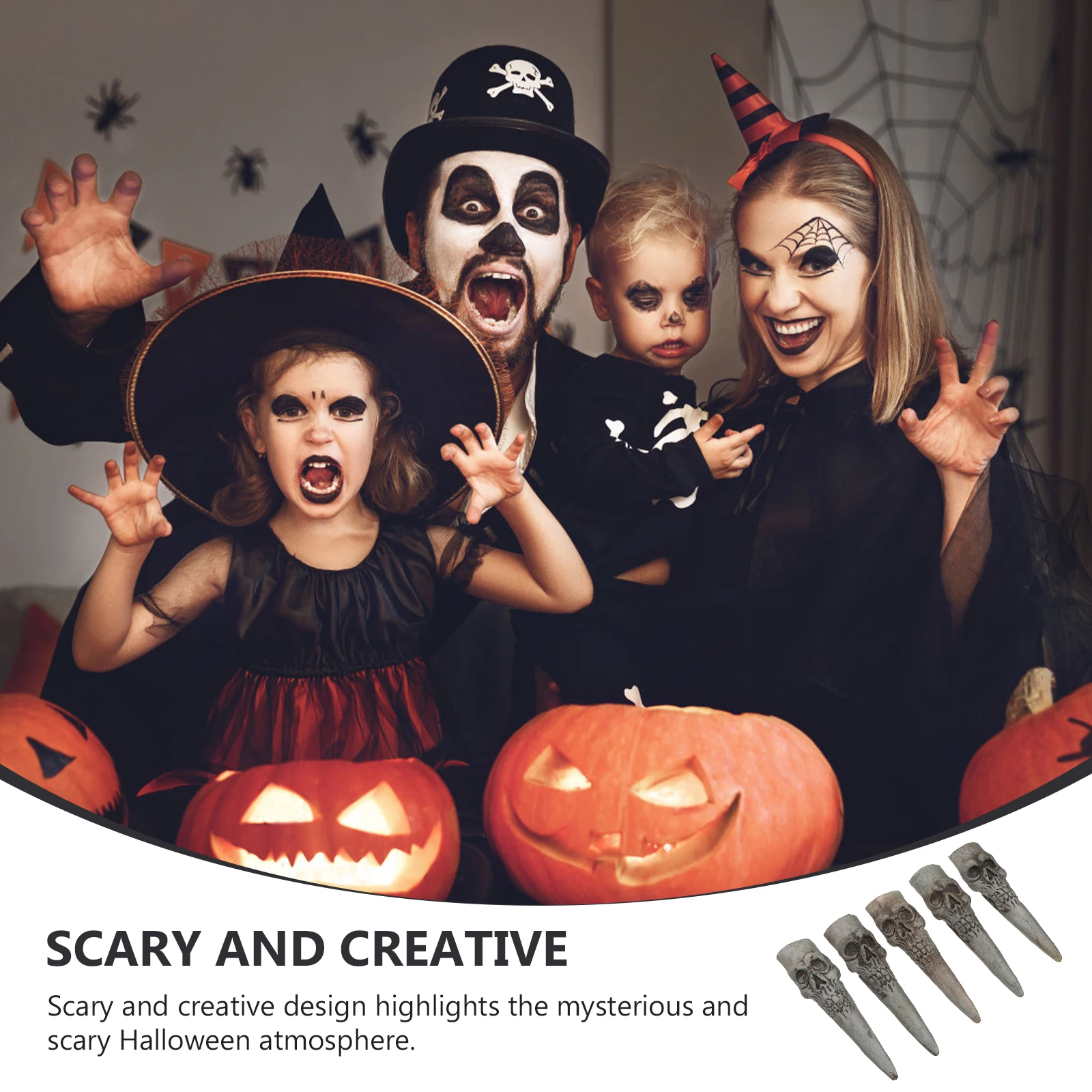 

5Pcs Scary Halloween Fake Nail Covers Premium Witch Finger Props for Festivities