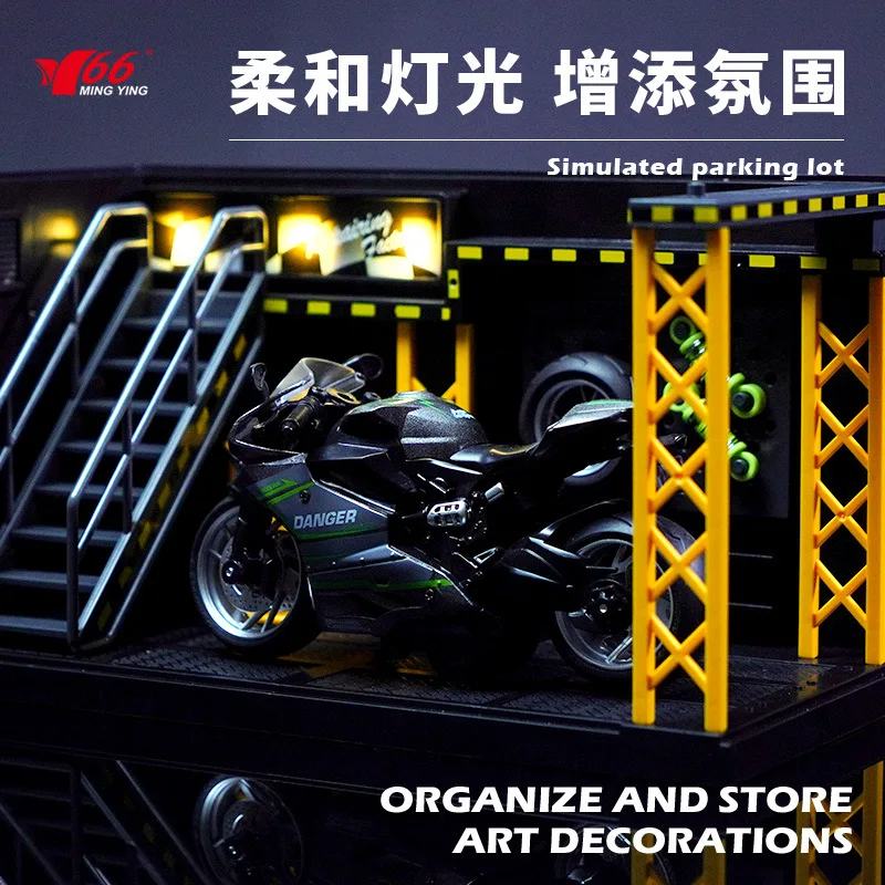 Parking Lot Diy Scene Repair Shop With Light Alloy Model Storage Parking Lot Boys Toys