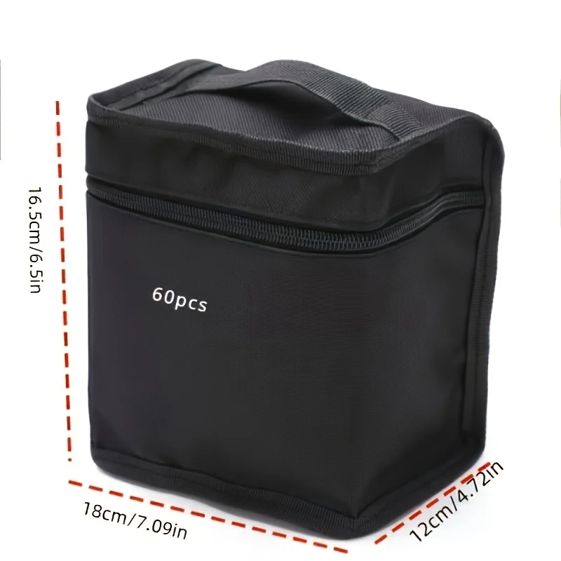 1 قطعة حقيبة يمكن أن تحمل 60 علامة، صندوق تخزين كبير السعة، حامل أقلام قماش متعدد الوظائف، باستثناء 60 قلمًا