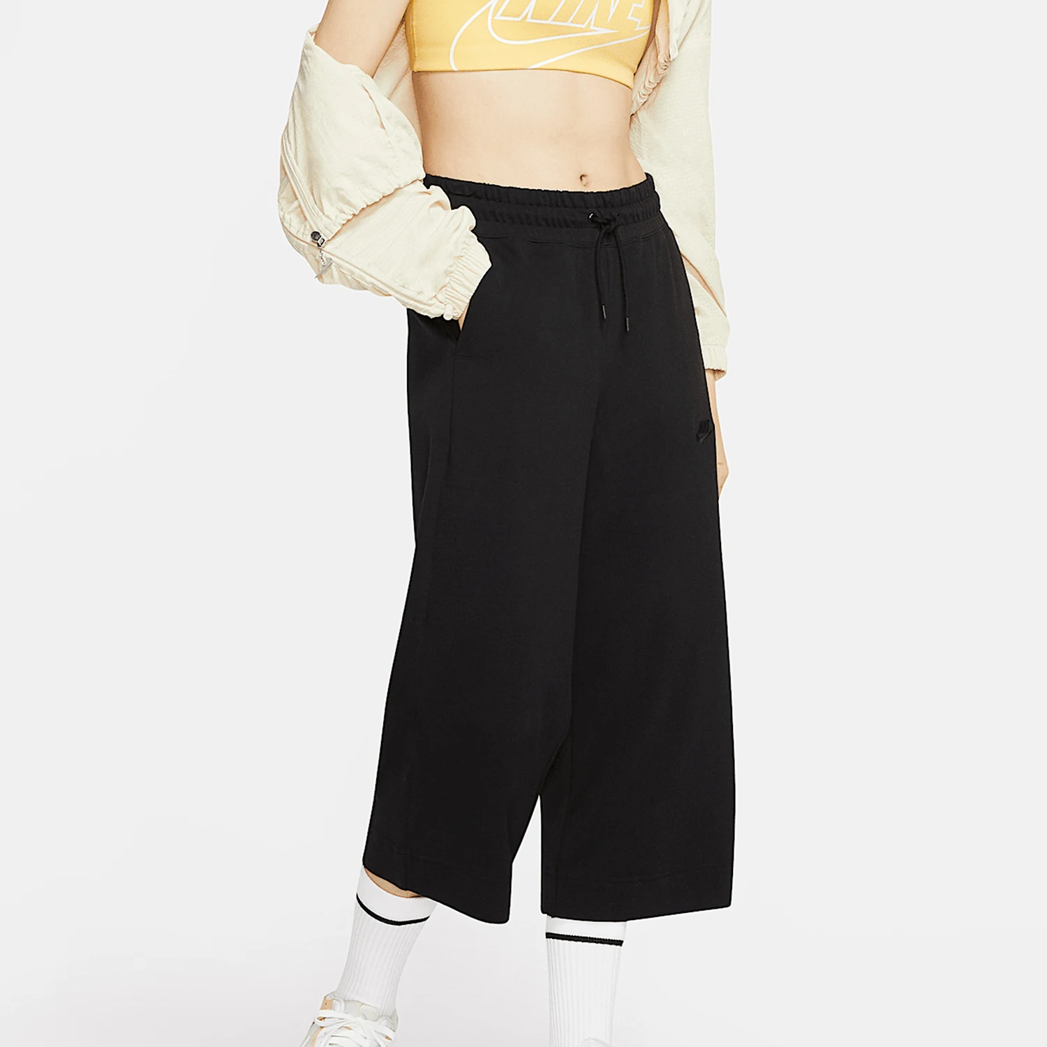 Nike genuine Womens Elastic Waist Straight Leg Sports Seven-eighths Pants CJ3749-010