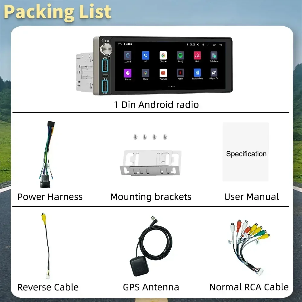 Carplay Autoradio Android Car Multimedia for Toyota Starlet 1996-1999 6.86" Screen 1 Din Radio Stereo Head Unit GPS Navigation