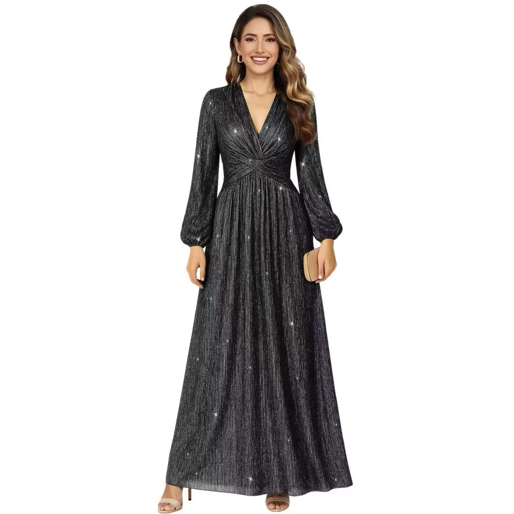 

2026 New V-neck Long Evening Dress Temperament Ball Light Luxury Dress Long Dress