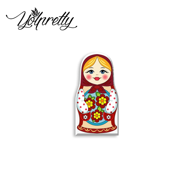 2023 New Arrival Fashion Cartoon Russian Dolls Matryoshka Patterns Handcraft Acrylic Epoxy Badge Pin Lapel Pins