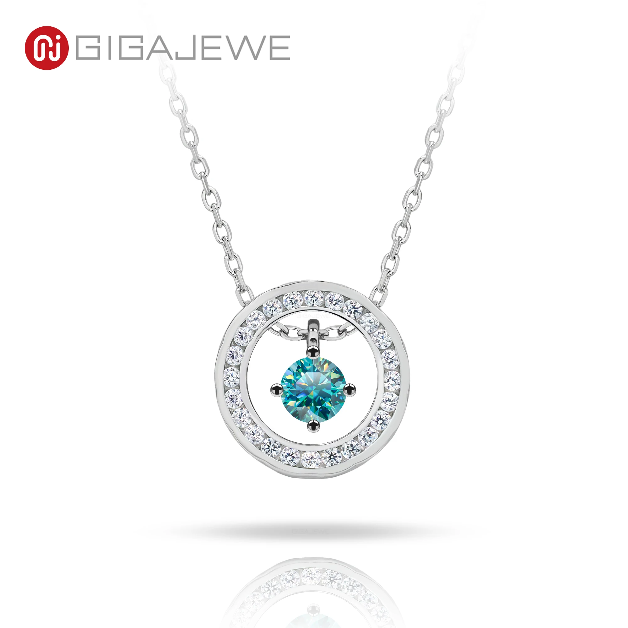 

Moissanite Necklace: 925 Silver Plated 18K Gold, Round Cut VVS1 Stone