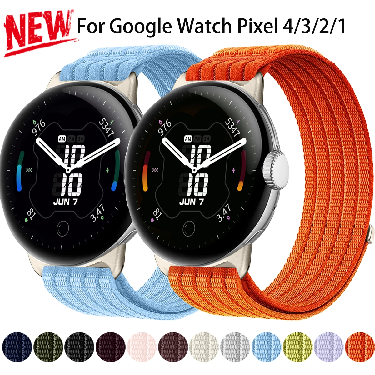 Sportarmband für Google Pixel Watch 4 3 45/41MM Elastisches Atmungsaktives Armband für Pixel Watch 1 2 3 4 41MM Nylon Geflochtenes Armband
