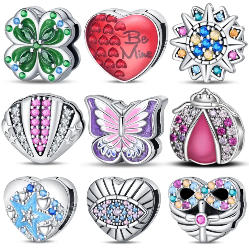 

S925 Sterling Silver Flat Bead Series Violet Butterfly Beads Fit 3MM Bracelet DIY Charm For Women Jewelry Fashion Gift Hot