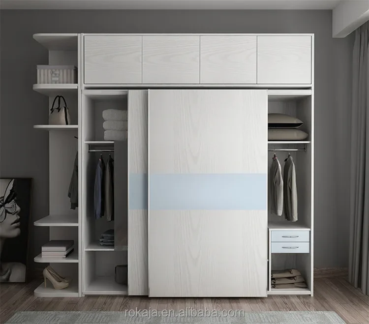 Cheap Wooden Clothes Cabinet Home Hotel Garderobe Bedroom Furniture Wardrobe Two Doors Garderobes