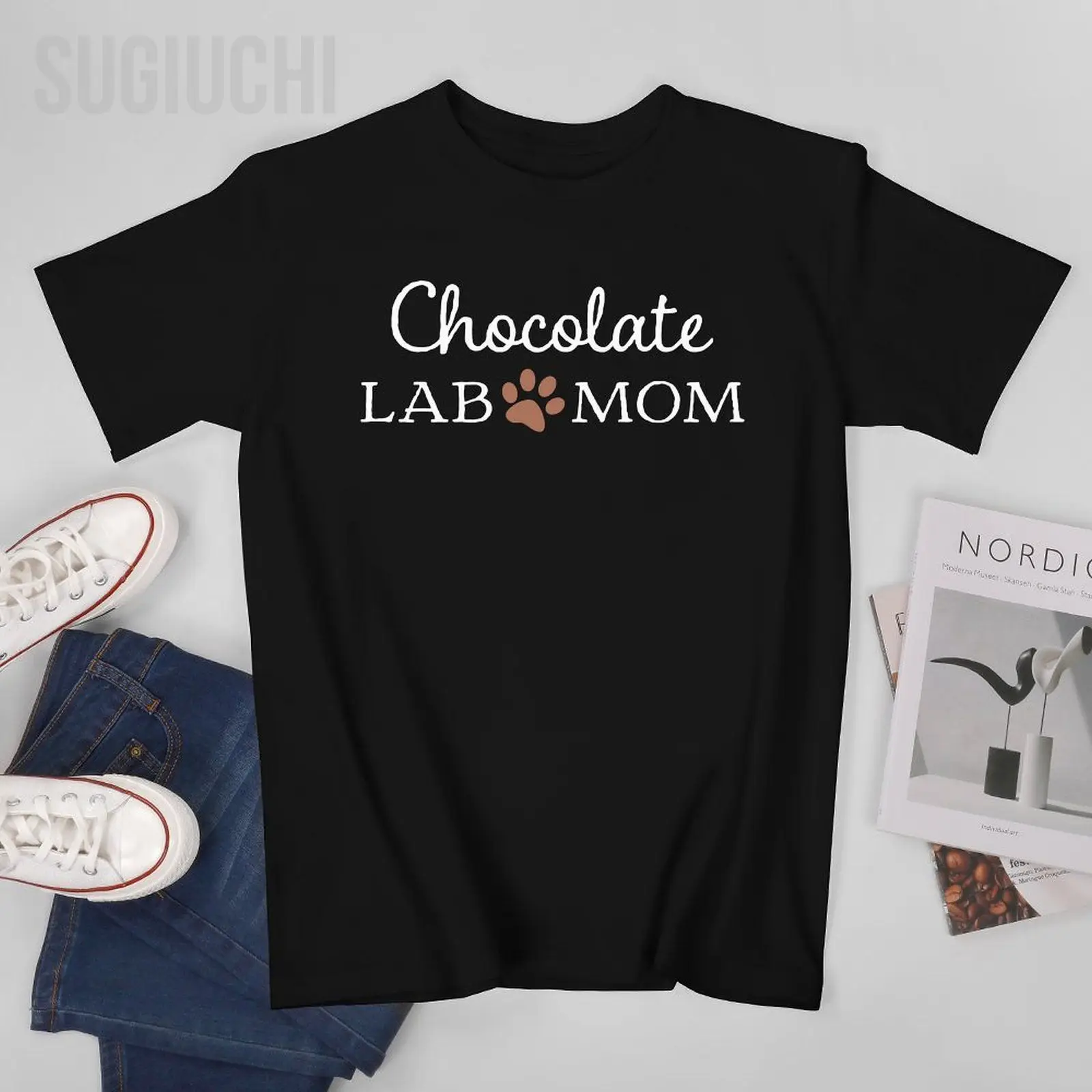 Men Funny Chocolate Lab Mom Women Labrador Retriever Mama Tshirt Tees O-neck T Shirts Women Boys 100% Cotton T-Shirt Unisex