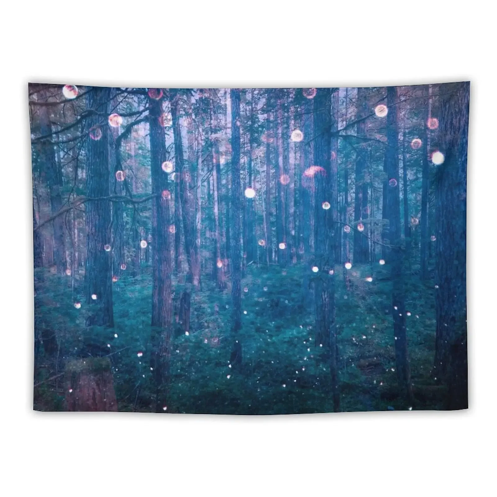 

Forest Trees Magical Path - Blue Magic in the Woods Tapestry Kawaii Room Decor Wall Hanging Wall Tapestry