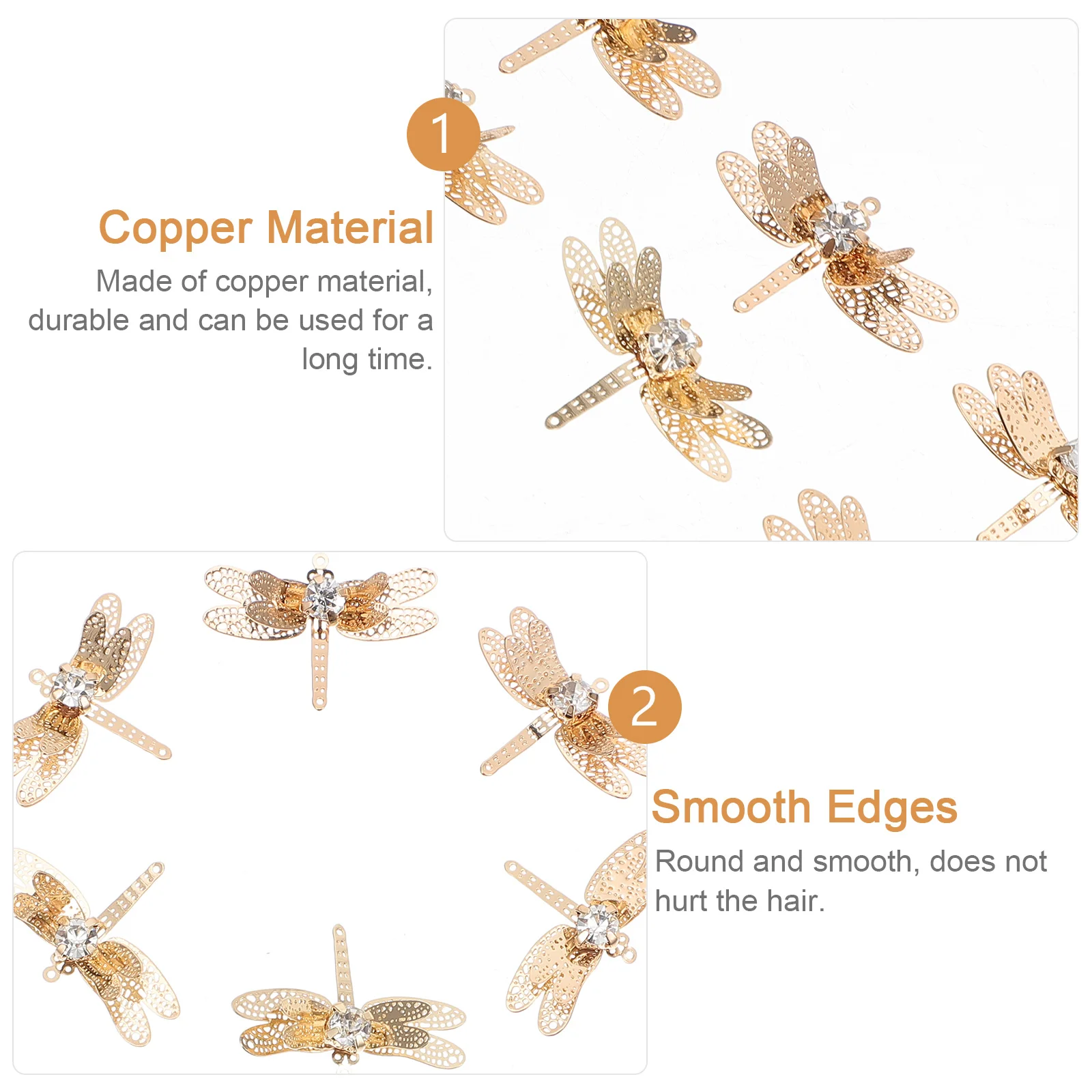 

10Pcs High-Quality Copper Hair Clip Charms Exquisite Rhinestone Headdress Accessories Small Light Wear-Resistant
