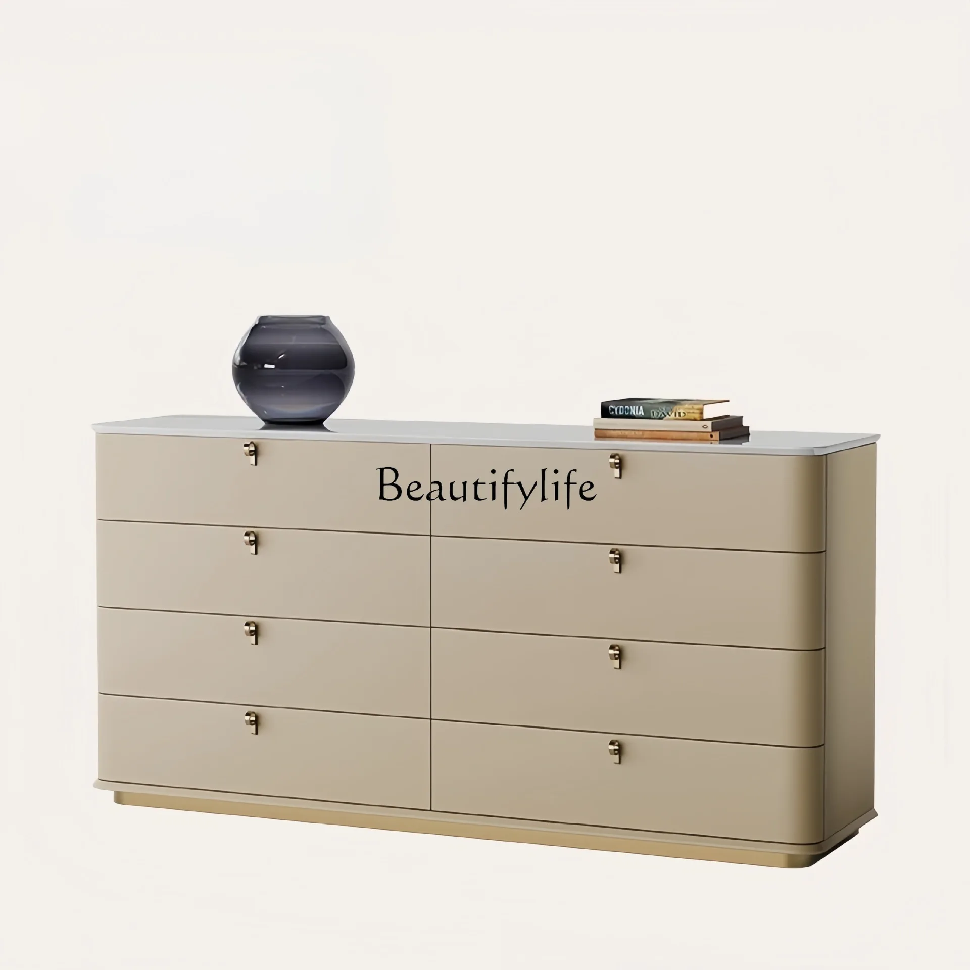 

French light luxury living room eight bucket cabinet Italian luxury stone storage cabinet