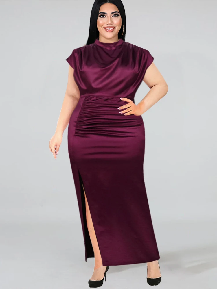 

Burgundy Dresses Plus Size 4XL Sexy Bodycon Long Prom Slit Evening Birthday Party Cocktail Outfits for Ladies 2023 Spring Summer