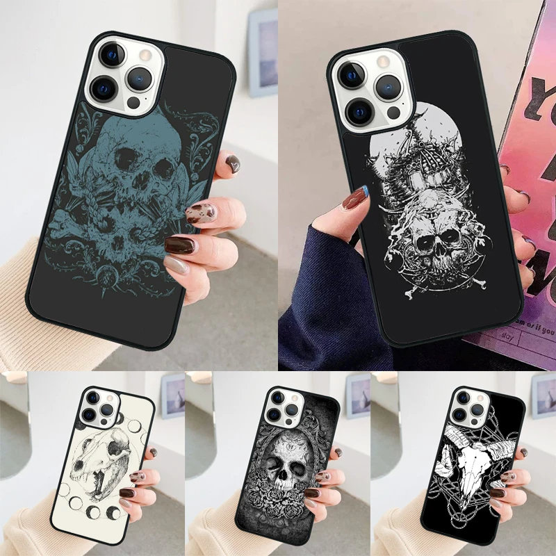 Satanic Scary Skull phone case Cover For iPhone 14 15 16 Pro Max SE 2020 coque For apple 11 12 13 Pro Max Mini 7 8 Plus