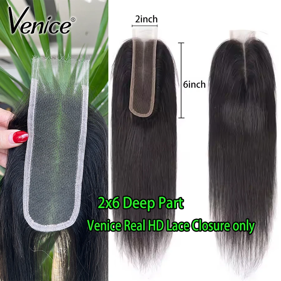

Venice 2x6 HD Кружевная застежка Real HD Кружева Глубокая часть Прямые девственные человеческие волосы Свободная часть 2x6 HD Кружева Объемная волна Предварительно выщипанные Натуральные