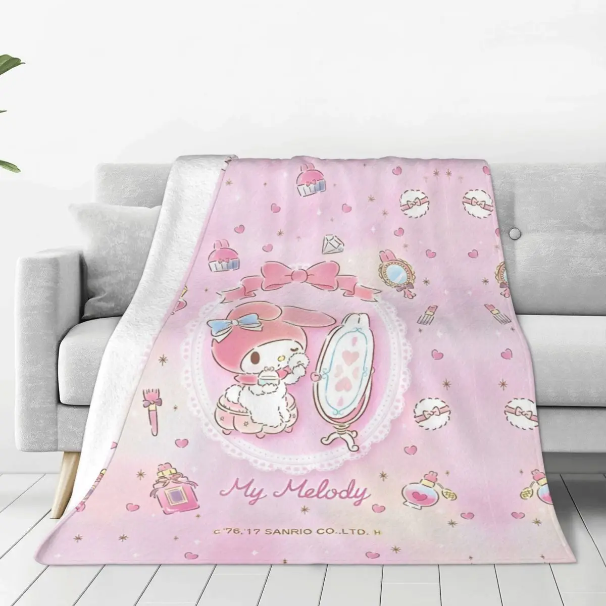 My Melody Rabbit Sanrio Japan Blanket Super Warm Funny Plush Throw Blanket For Outdoor Picnic Flannel Bedspread Bed Cover