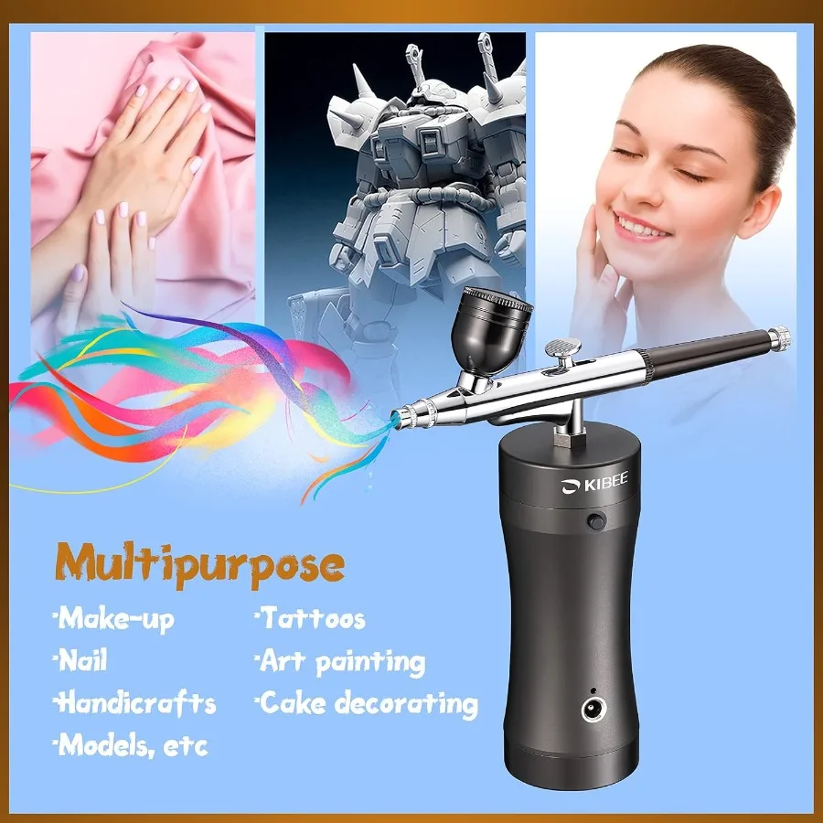 ปืนพ่นสีลมแบบพกพาไร้สาย ชาร์จไฟได้ ขนาดมินิ เหมาะสำหรับแต่งหน้า สักลาย ทำเล็บ และเพ้นท์หน้า