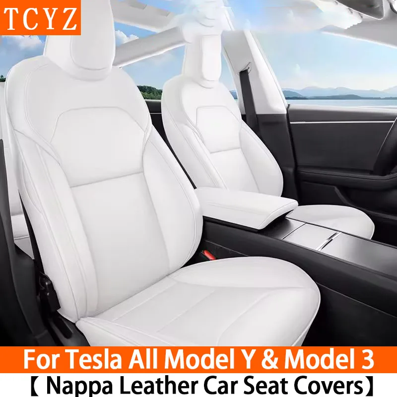 

Кожаный чехол для автомобильного сиденья TCYZ Nappa для Tesla Model 3 2021-2025 Model Y 2017-2025, защита автомобильного сиденья на заказ, аксессуары для интерьера