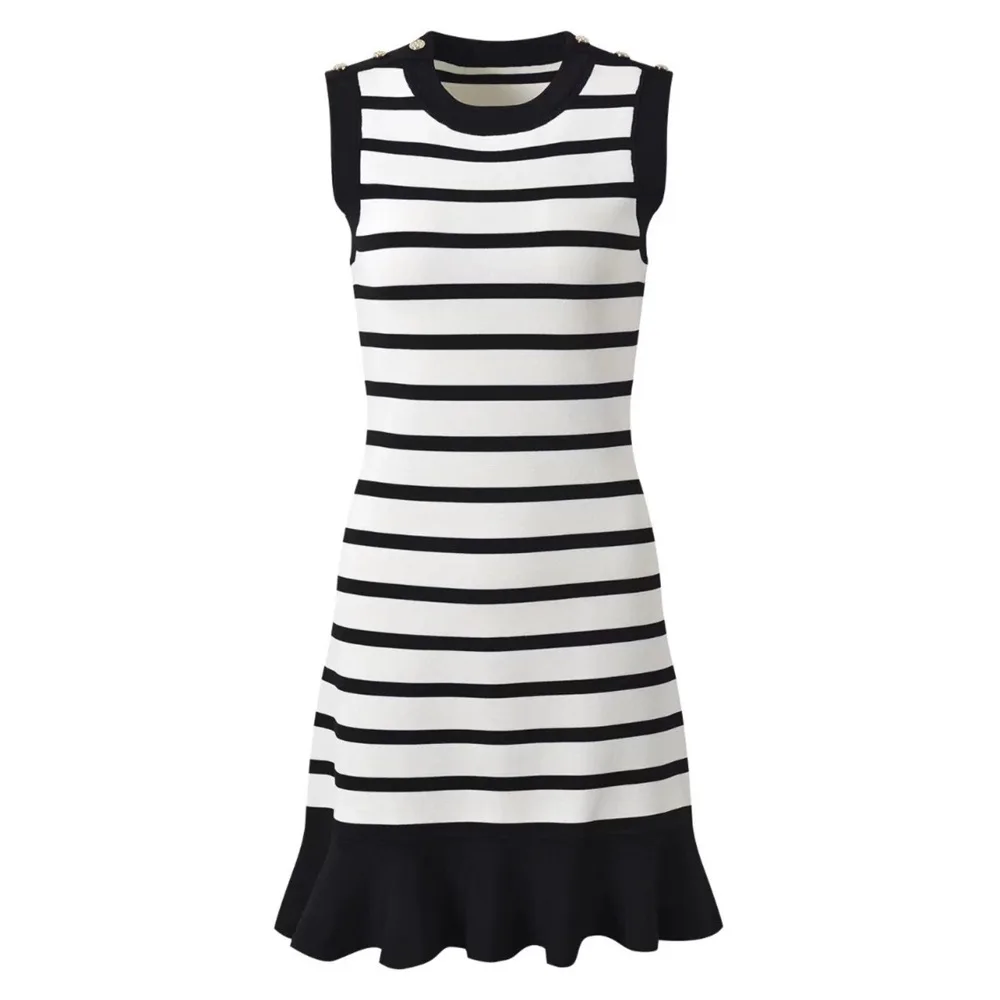 S Home 25 plus Size Knitted Dr round Ne Svel Slimming oulder Bule Bla White Striped Hemmed Dr Spring Basi...